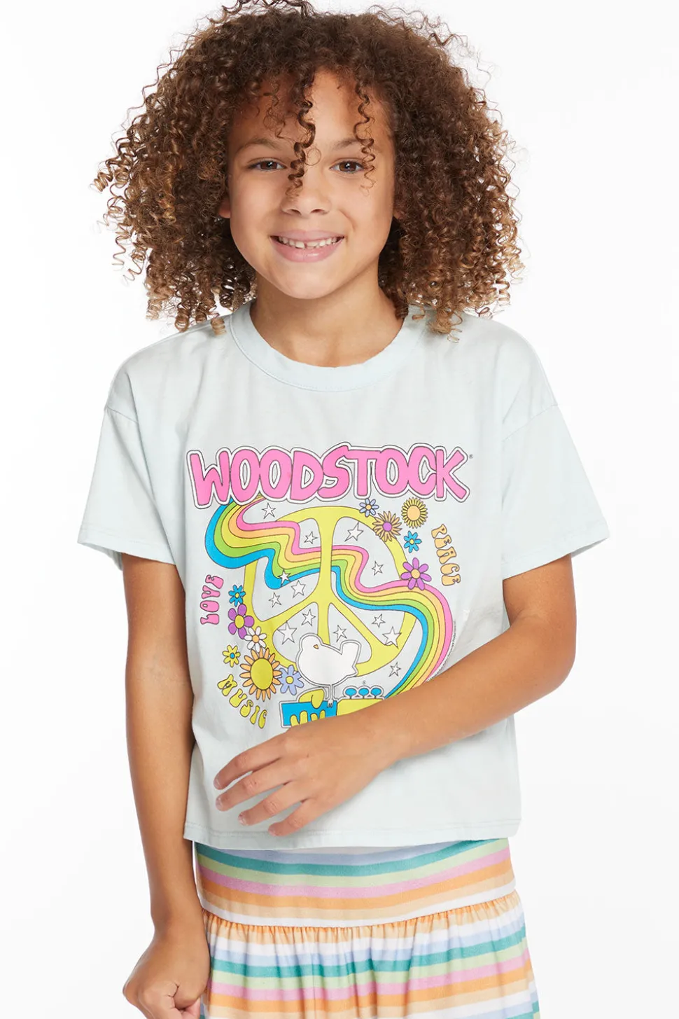 Chaser Brand Woodstock Peace Sign Girls Tee Online
