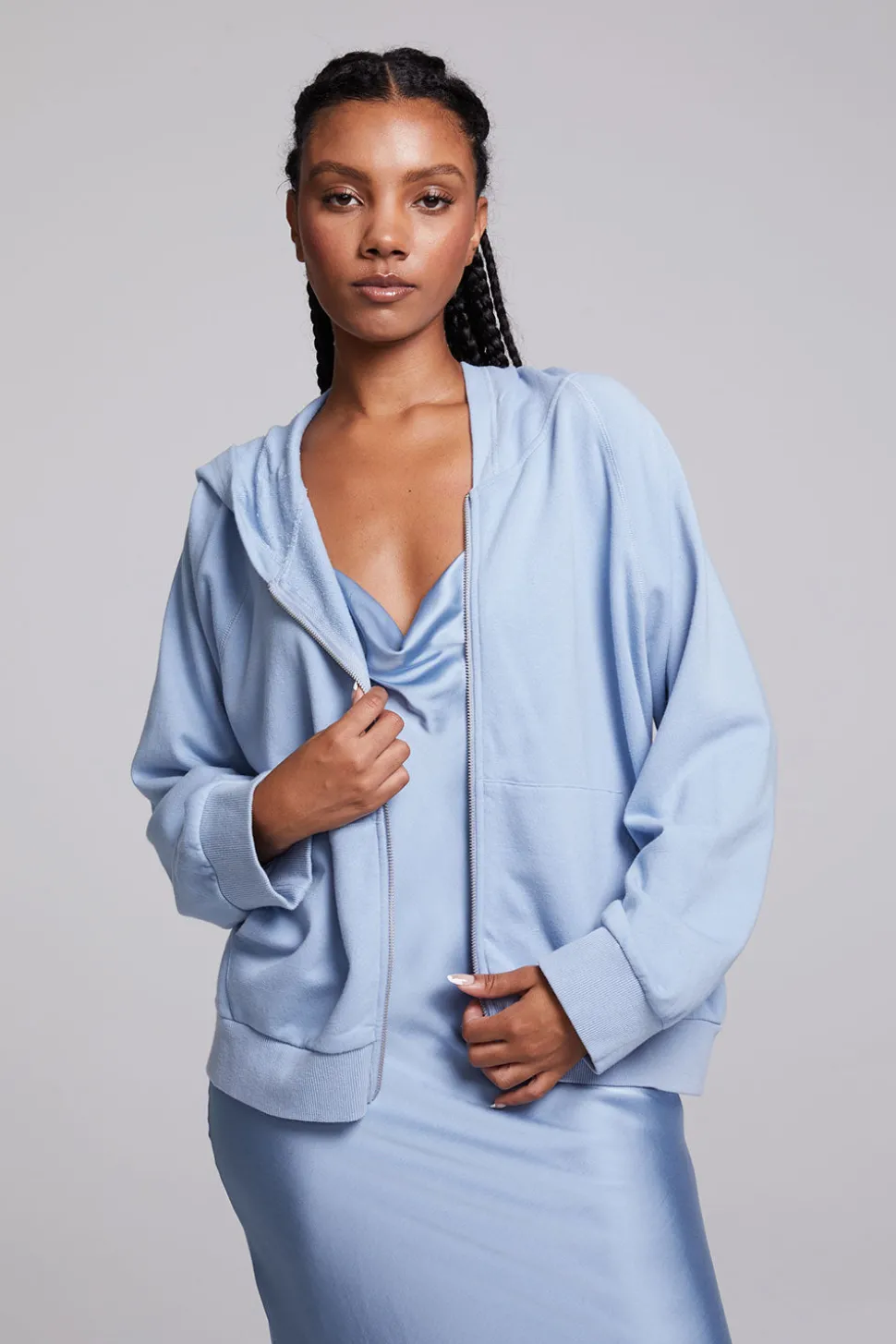 Chaser Brand Yaro Blue Grotto Zip Up Sweatshirt Cheap