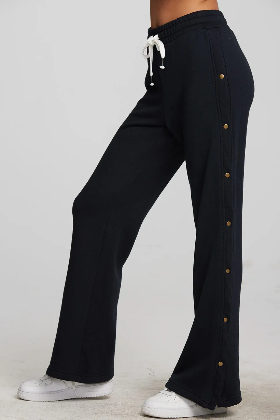 Chaser Brand Zuma Cotton Terry Wide Leg Joggers With Button Side Seam Outlet